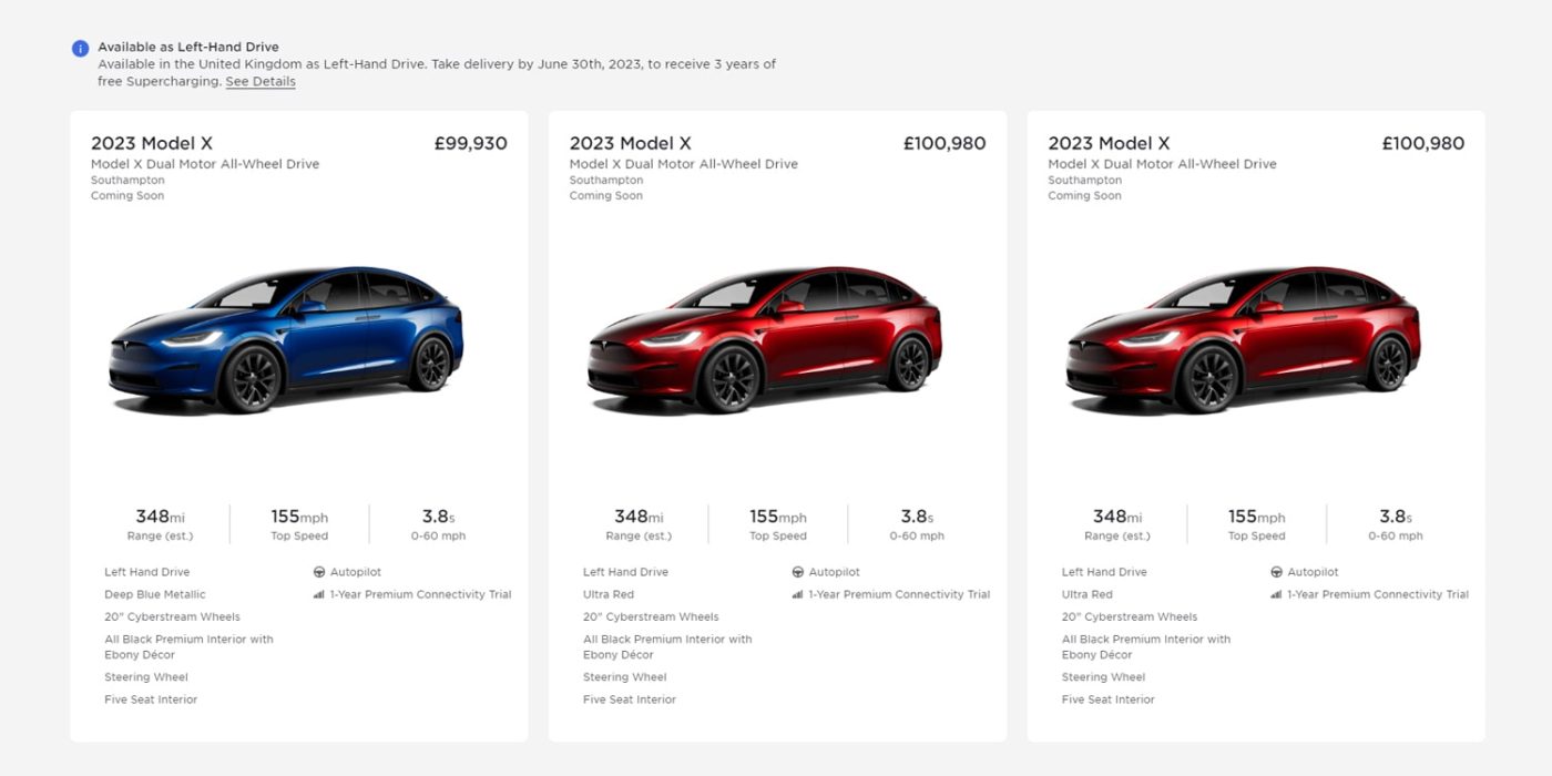 Tesla model clearance x year differences